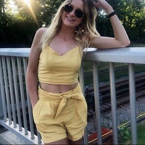 Dynamite Yellow Linen Set